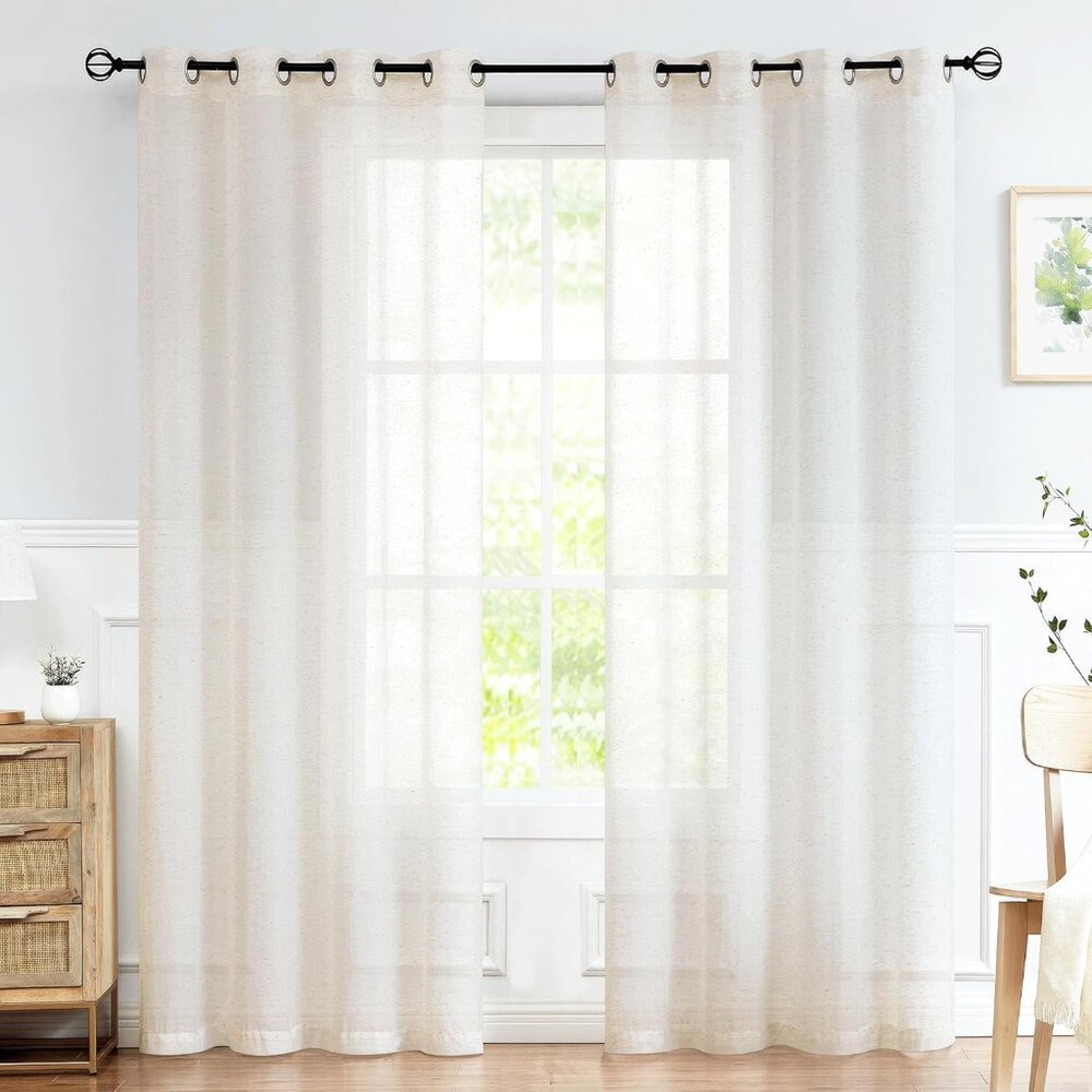 2 Grommet Linen Blend Curtain Panels